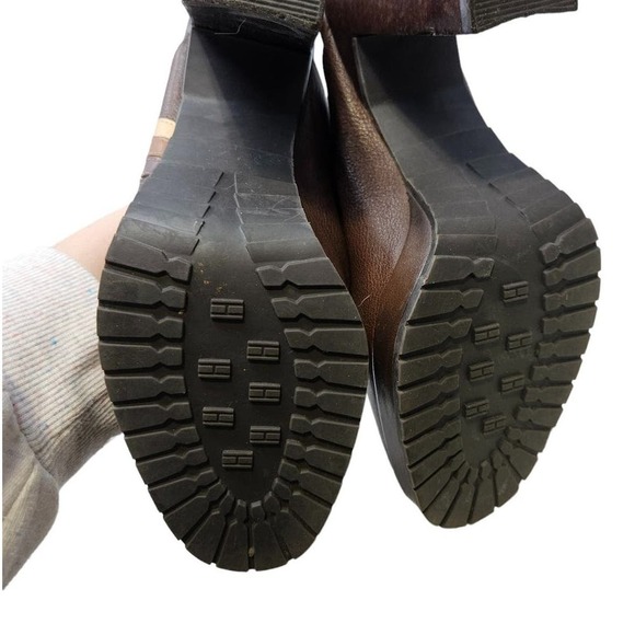Vintage Y2K Tommy Hilfiger 6 Brown Leather Heel Chunky Mule Lug Sole Boho Grunge - Picture 5 of 6